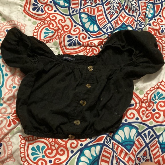 Heart hips flared shoulder crop top - Picture 1 of 2